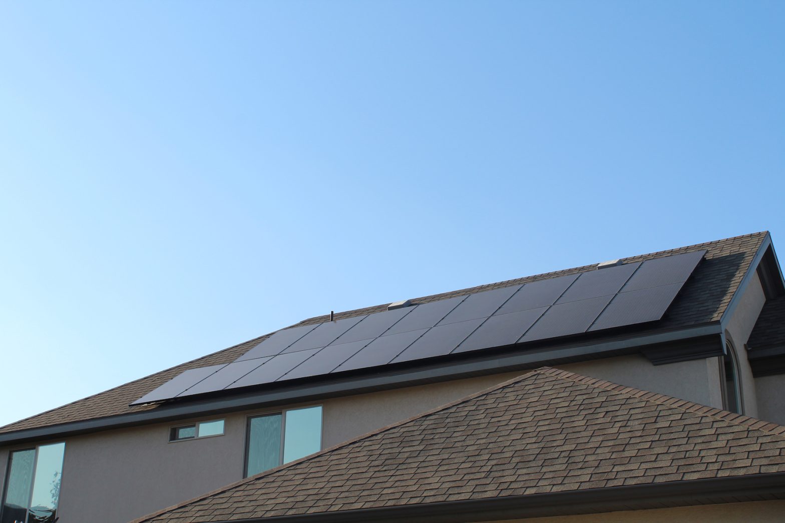 Residential solar installation with black solar panels