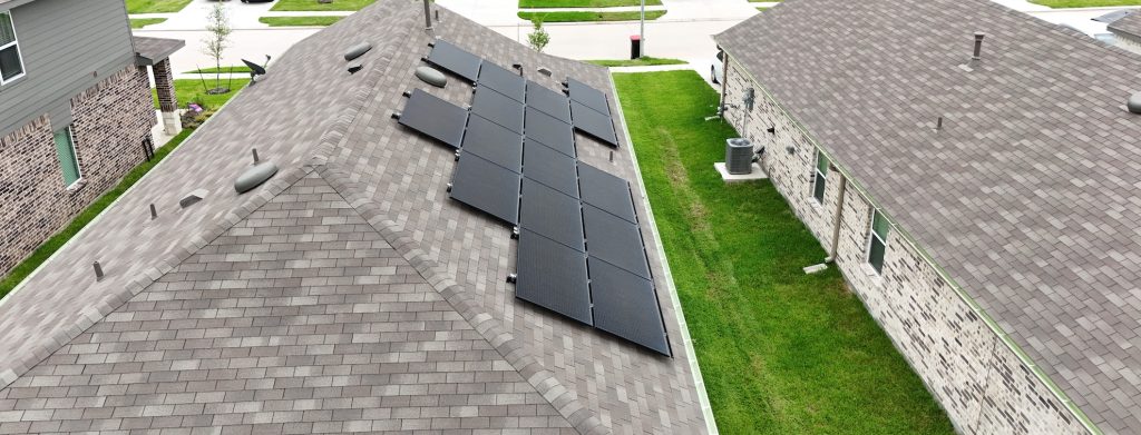 black solar panels on house