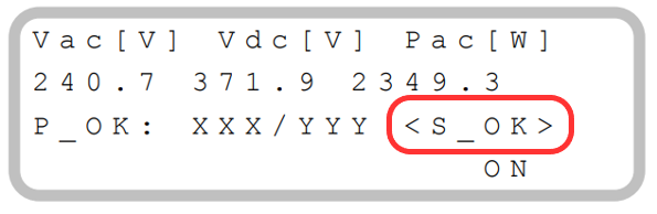 SolarEdge LCD Screen with S_OK highlighted for troubleshooting purposes - Figure 9